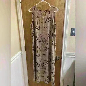 Cocowalk Vintage Sleeveless Brown Dress with Black and Yellow Florals Size XL